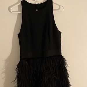 Milly feathered black dress